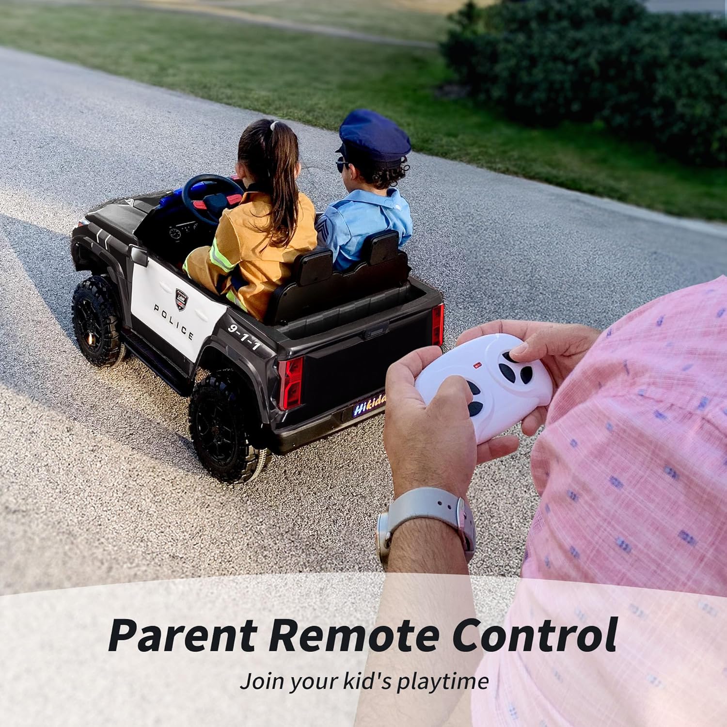 24V 10Ah Electric Police Car Ride on Toy for Big Kids, 4WD 2 Seater Kids Ride on Car SUV w/Remote