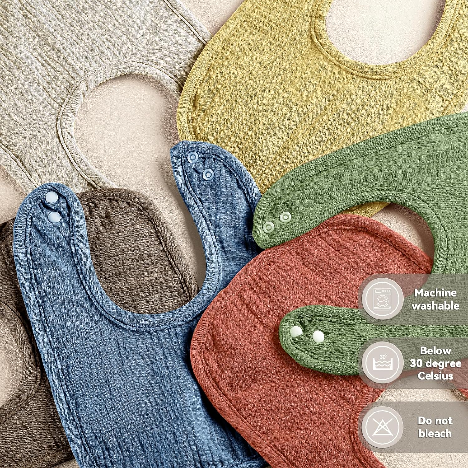 Muslin Baby Bibs for Unisex Boys Girls, Cotton Drool Bibs, Adjustable Newborn Bibs for Drooling and