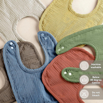 Muslin Baby Bibs for Unisex Boys Girls, Cotton Drool Bibs, Adjustable Newborn Bibs for Drooling and