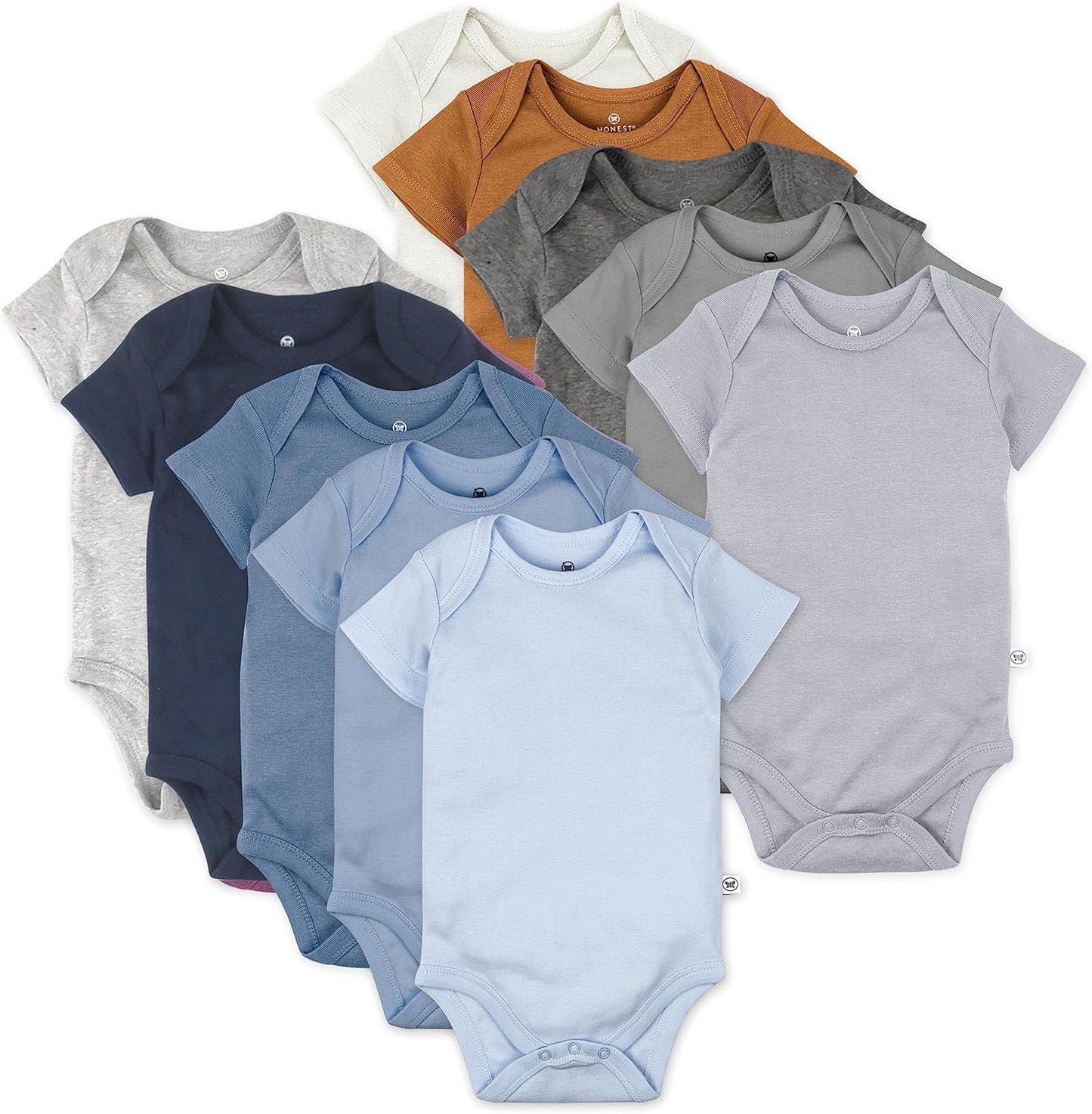 HonestBaby unisex-baby 10-pack Short Sleeve Bodysuits One-piece 100% Organic Cotton for Infant Baby