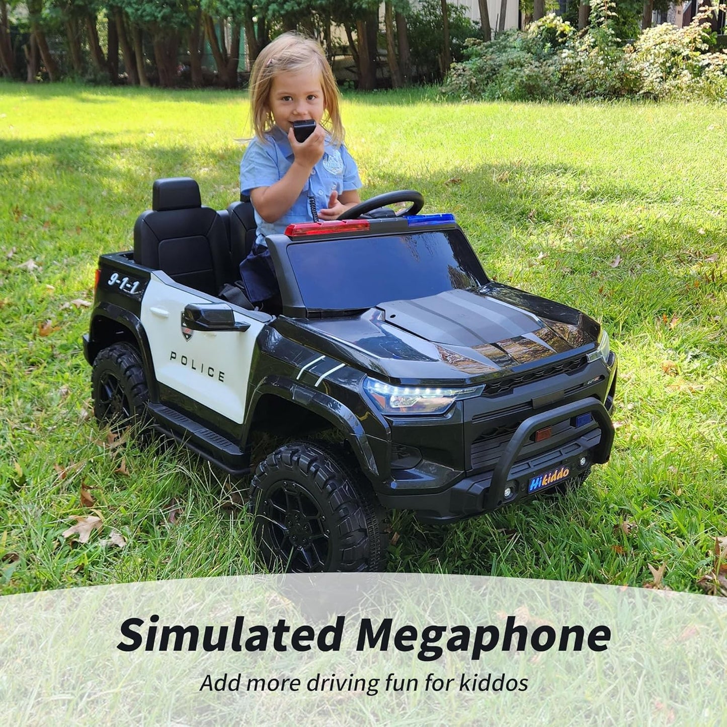 24V 10Ah Electric Police Car Ride on Toy for Big Kids, 4WD 2 Seater Kids Ride on Car SUV w/Remote