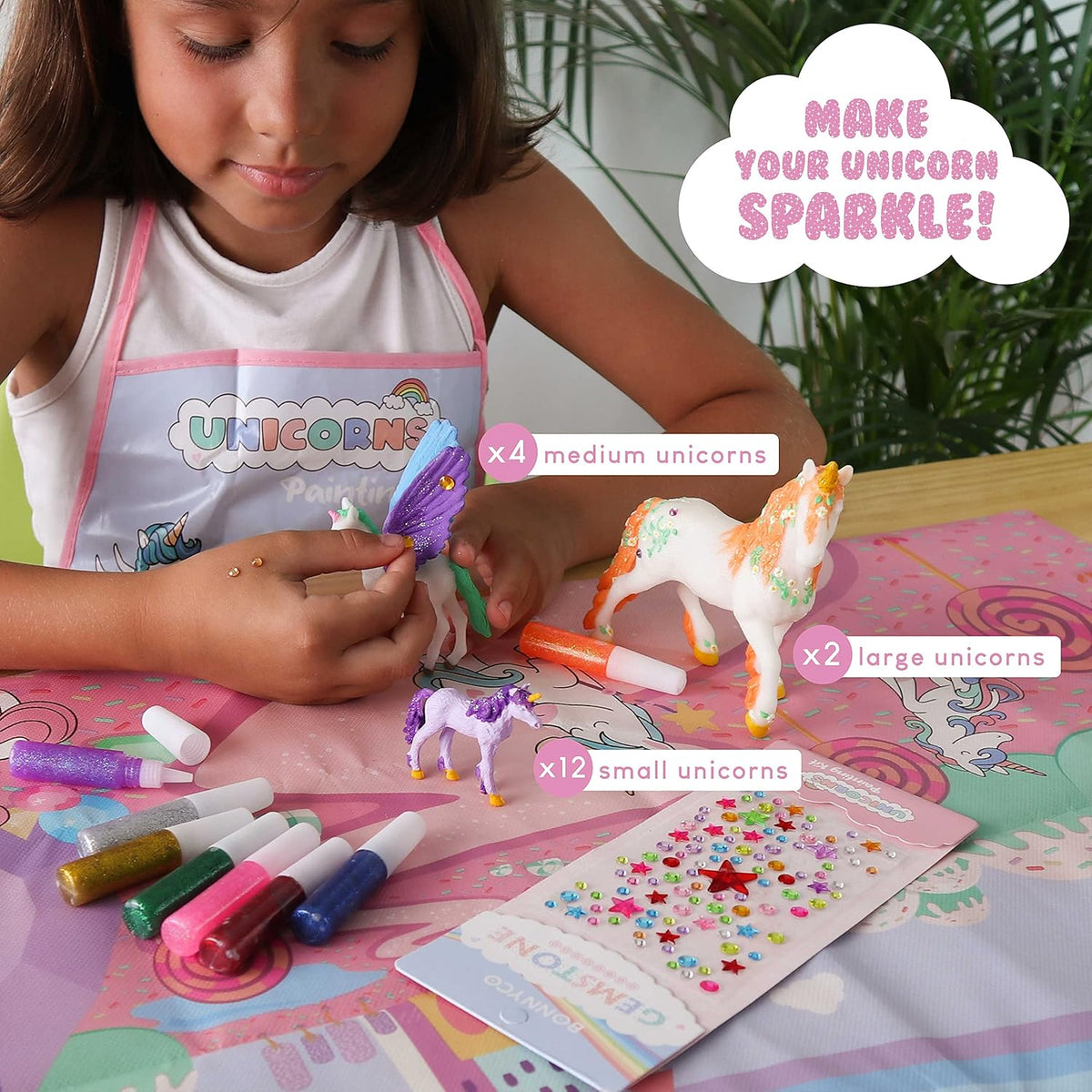 BONNYCO Unicorns Gifts for Girls Painting Kit with 18 Figurines Painting for Kids with Glow in The