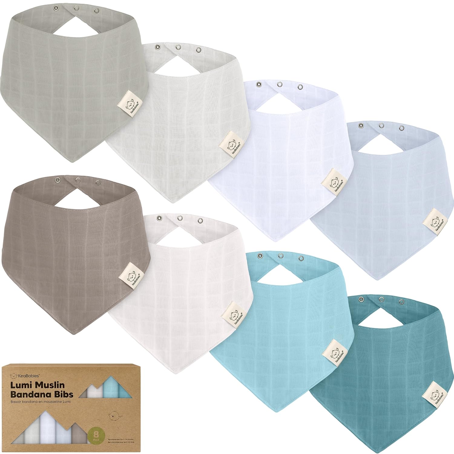 8-Pack Muslin Baby Bibs for Boys, Girls - Muslin Bandana Drool Bibs for Baby Girl & Boy, Drooling