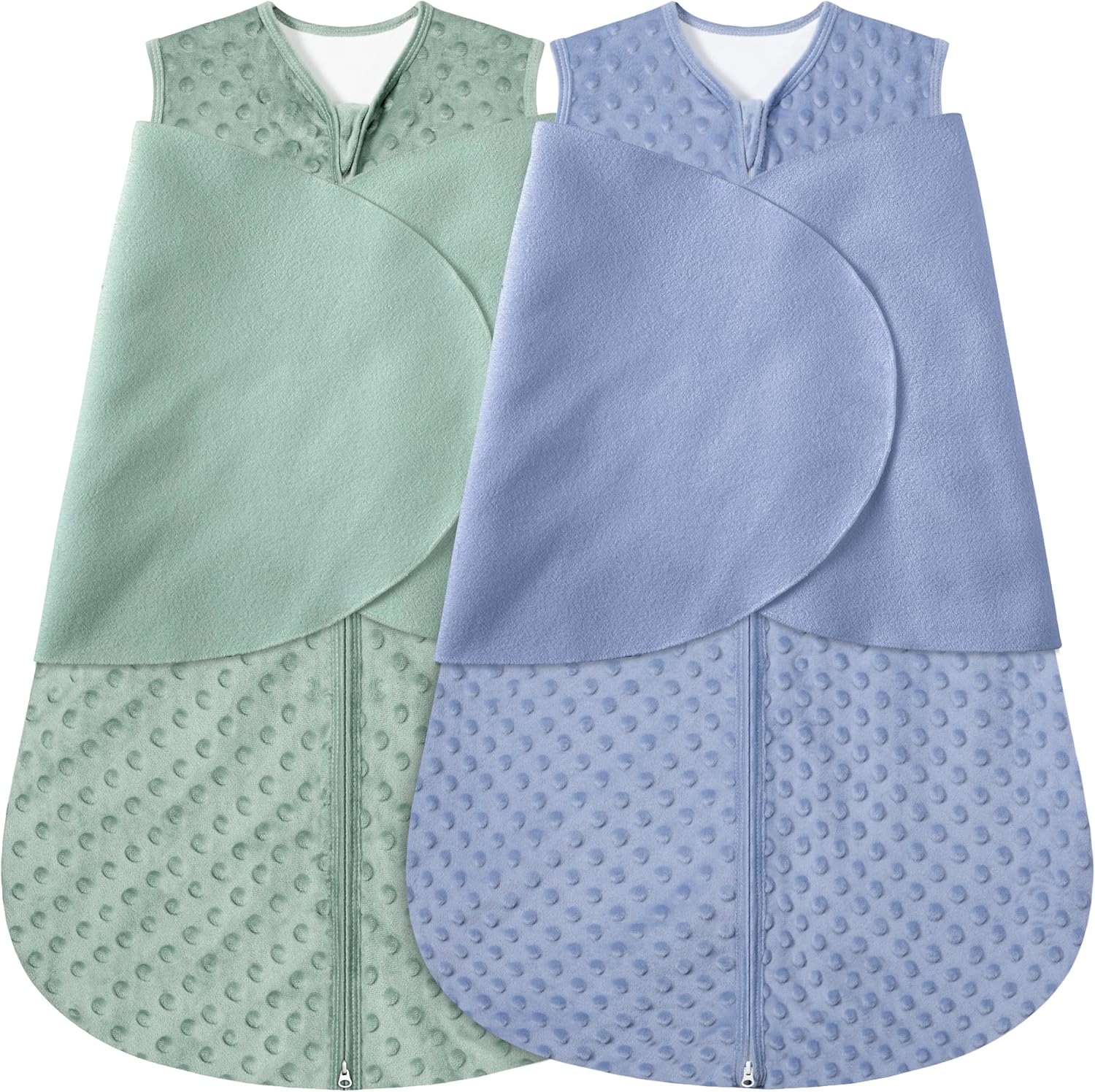 Fleece Newborn Sleep Sack Baby Swaddle,3-Way Adjustable Wearable Blanket,2 Pack Fleece Swaddling