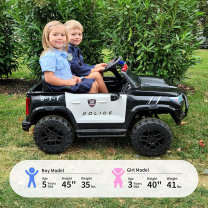 24V 10Ah Electric Police Car Ride on Toy for Big Kids, 4WD 2 Seater Kids Ride on Car SUV w/Remote