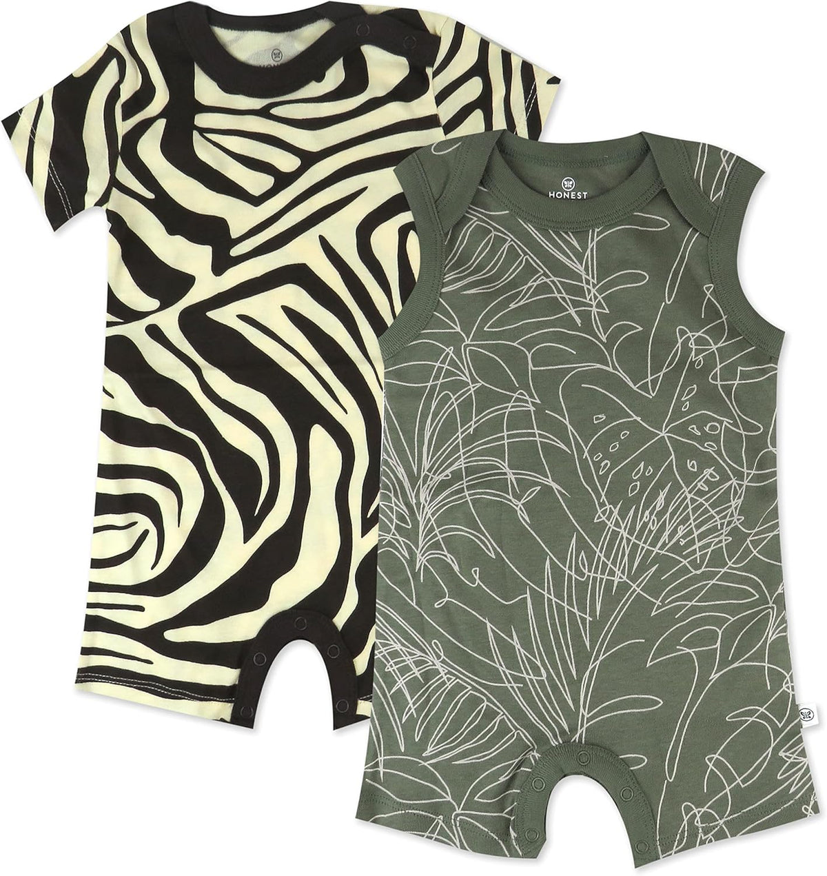 HonestBaby Short Sleeve and Tank Romper 100% Organic Cotton for Infant Baby and Toddler Boys