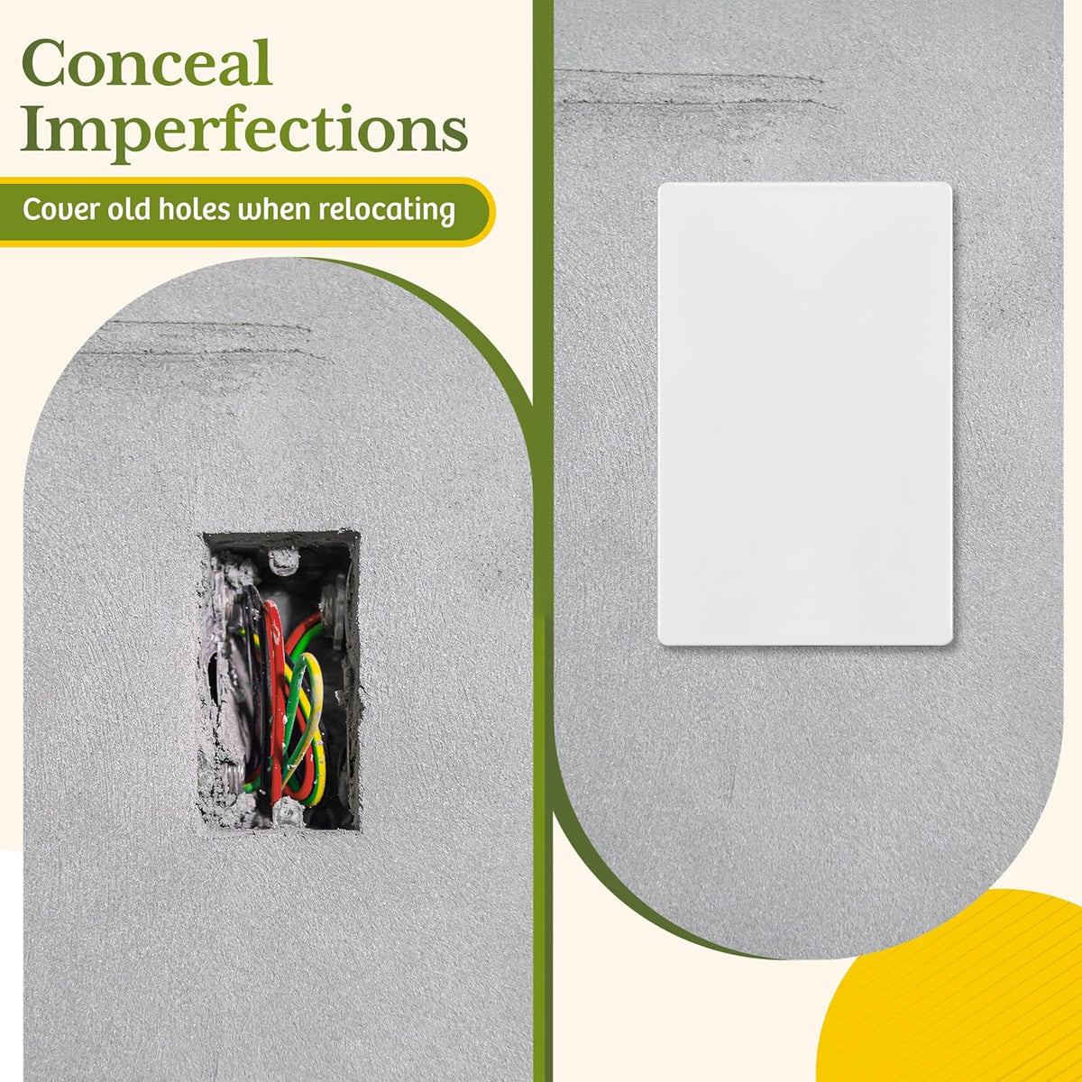TG Mid-Size Screwless Blank Wall Plate, Child Safe Blank Device Outlet Cover, Medium Size 1-Gang