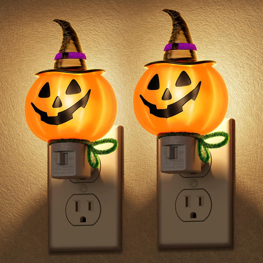 DORESshop Pumpkin Night Light, 3000K Night Lights Plug into Wall,Cute & Funny Halloween Decor Night