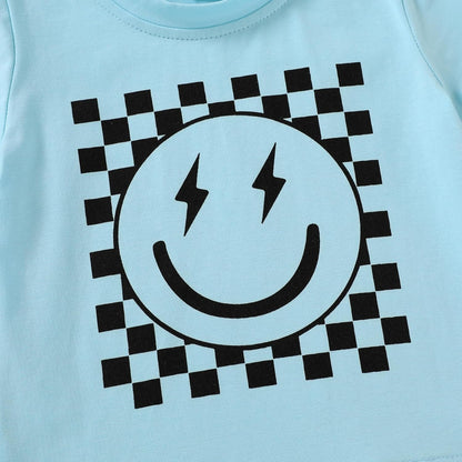 Happy Town Toddler Clothes Baby Boy Girl Smiley Face Shirt Short Sleeve T-Shirt Tee Summer Tops