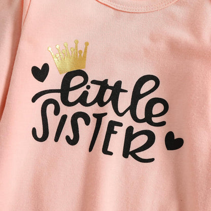 AMAWMW Newborn Baby Girl Little Sister Sleeper Gown Stripe Long Sleeve Nightgown Pajamas Gifts