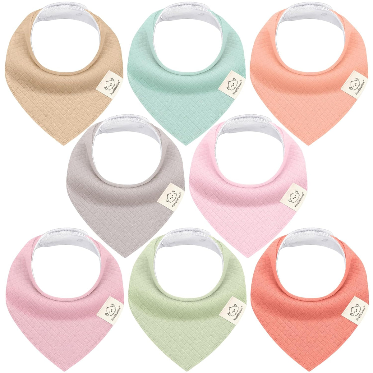 KeaBabies 8-Pack Bandana Bibs for Baby Girls, Boys - Organic Cotton Baby Bibs for Drooling &