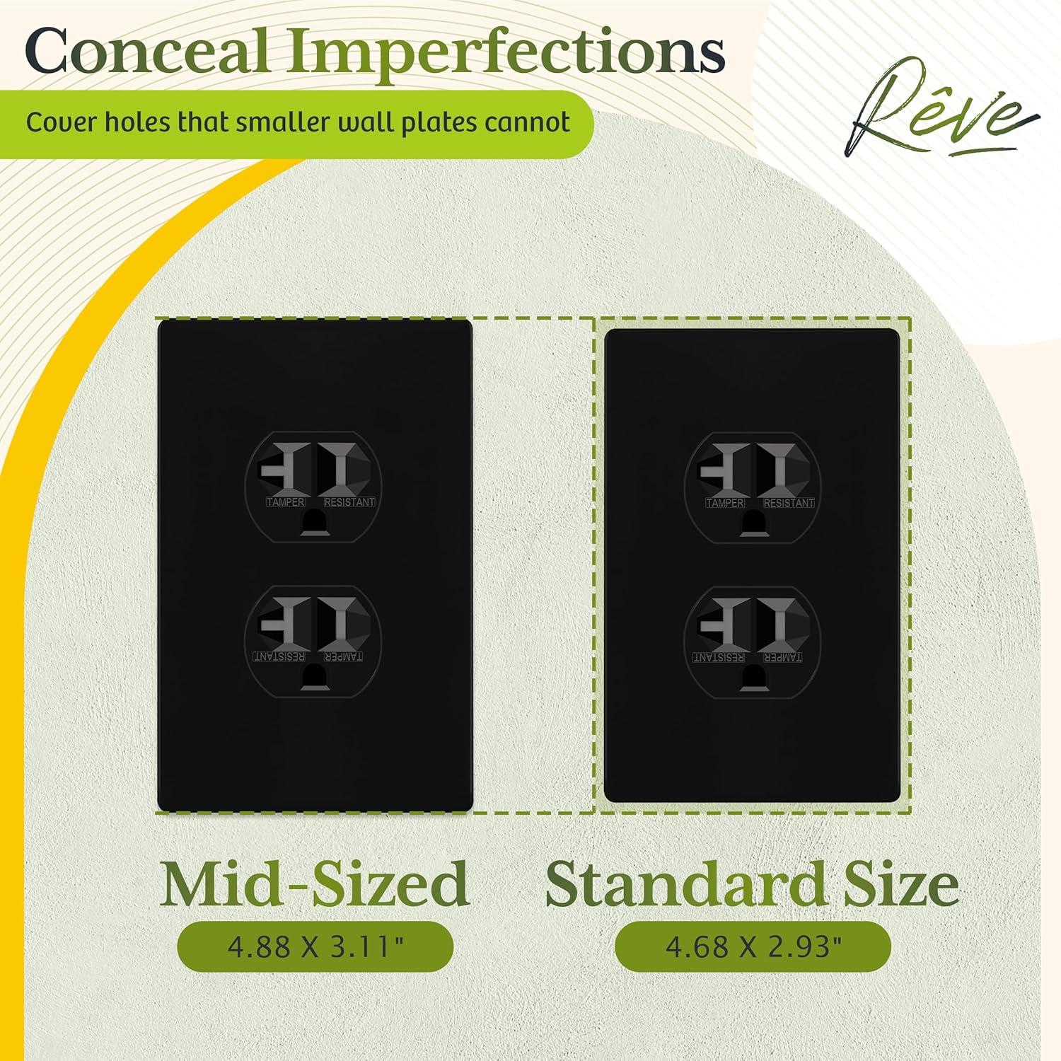 TG Mid-Size Screwless Duplex Wall Plate, Child Safe Receptacle Outlet Cover, Medium Size 1-Gang