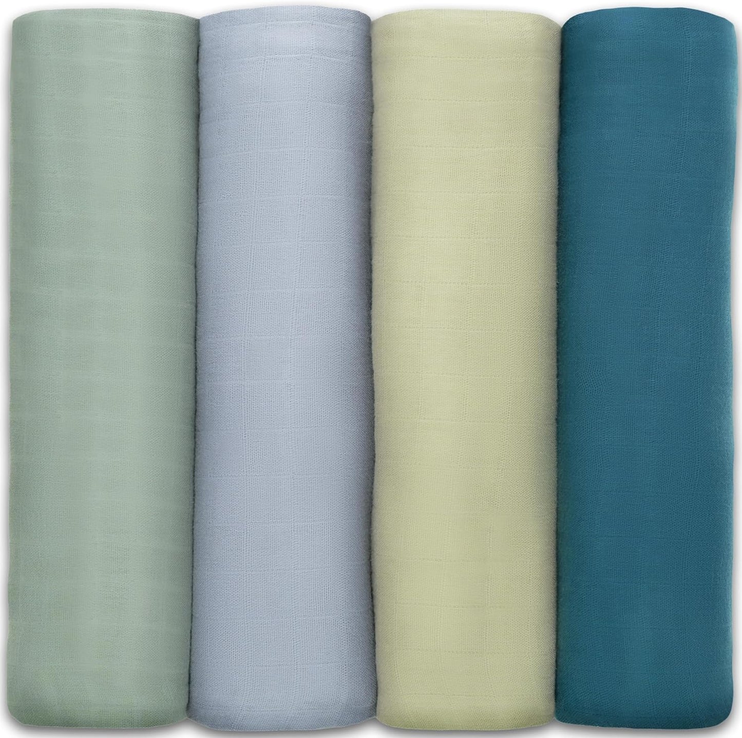 Comfy Cubs Muslin Swaddle Blankets Pack of 4, 47 x 47 Inches, Soft Cotton Baby Blanket Set, Large