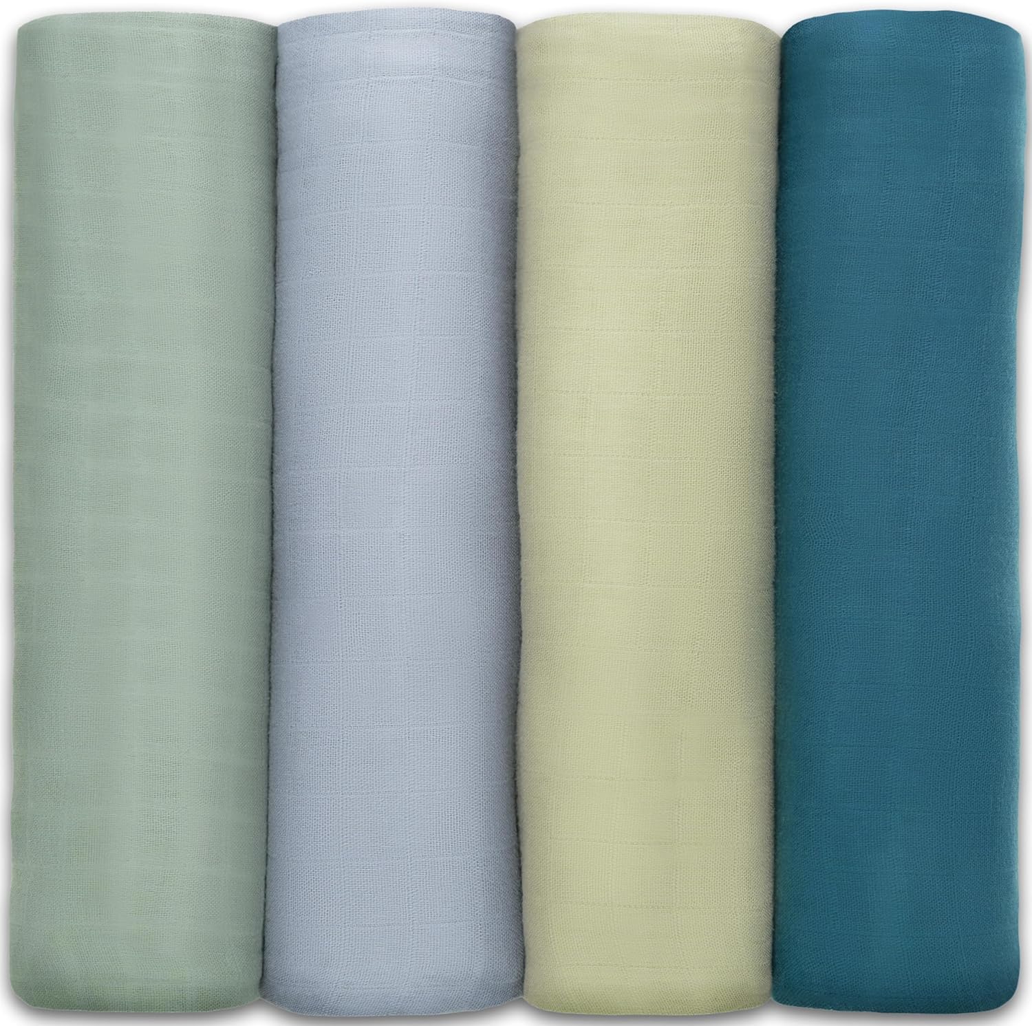 Comfy Cubs Muslin Swaddle Blankets Pack of 4, 47 x 47 Inches, Soft Cotton Baby Blanket Set, Large