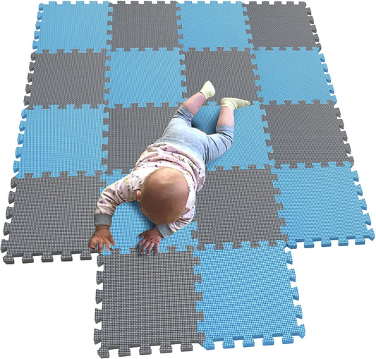 MQIAOHAM® 18 Pieces Puzzle Play Mats, Soft Baby Play Mat, Kids Interlocking Foam Floor Tiles