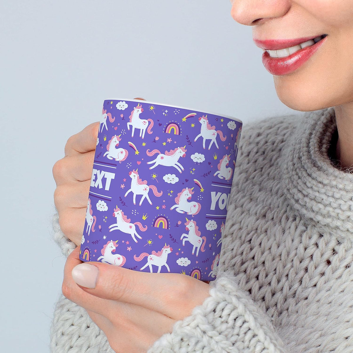 Personalized Mug for Kids - Purple Unicorn - Custom Name/Text, Ceramic Hot Chocolate/Cocoa/Coffee