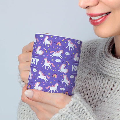 Personalized Mug for Kids - Purple Unicorn - Custom Name/Text, Ceramic Hot Chocolate/Cocoa/Coffee
