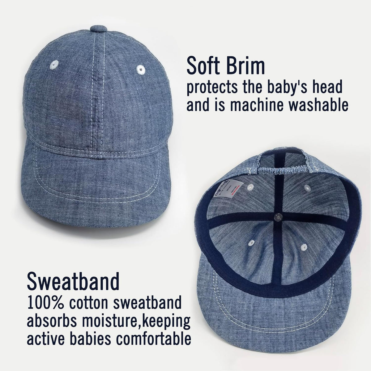 Keepersheep Baby Baseball Cap Infant Sun Hat, Cotton Knit with Soft Brim, Adjustable Soft Newborn