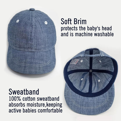 Keepersheep Baby Baseball Cap Infant Sun Hat, Cotton Knit with Soft Brim, Adjustable Soft Newborn