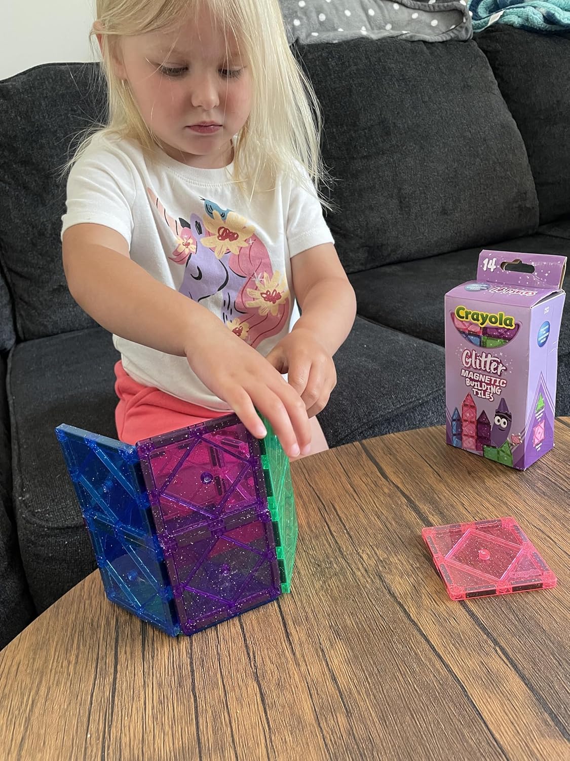 CreateOn Crayola Magnetic Tiles, Building Set for Kids, Magnetic Toys for Kids, Travel Toys