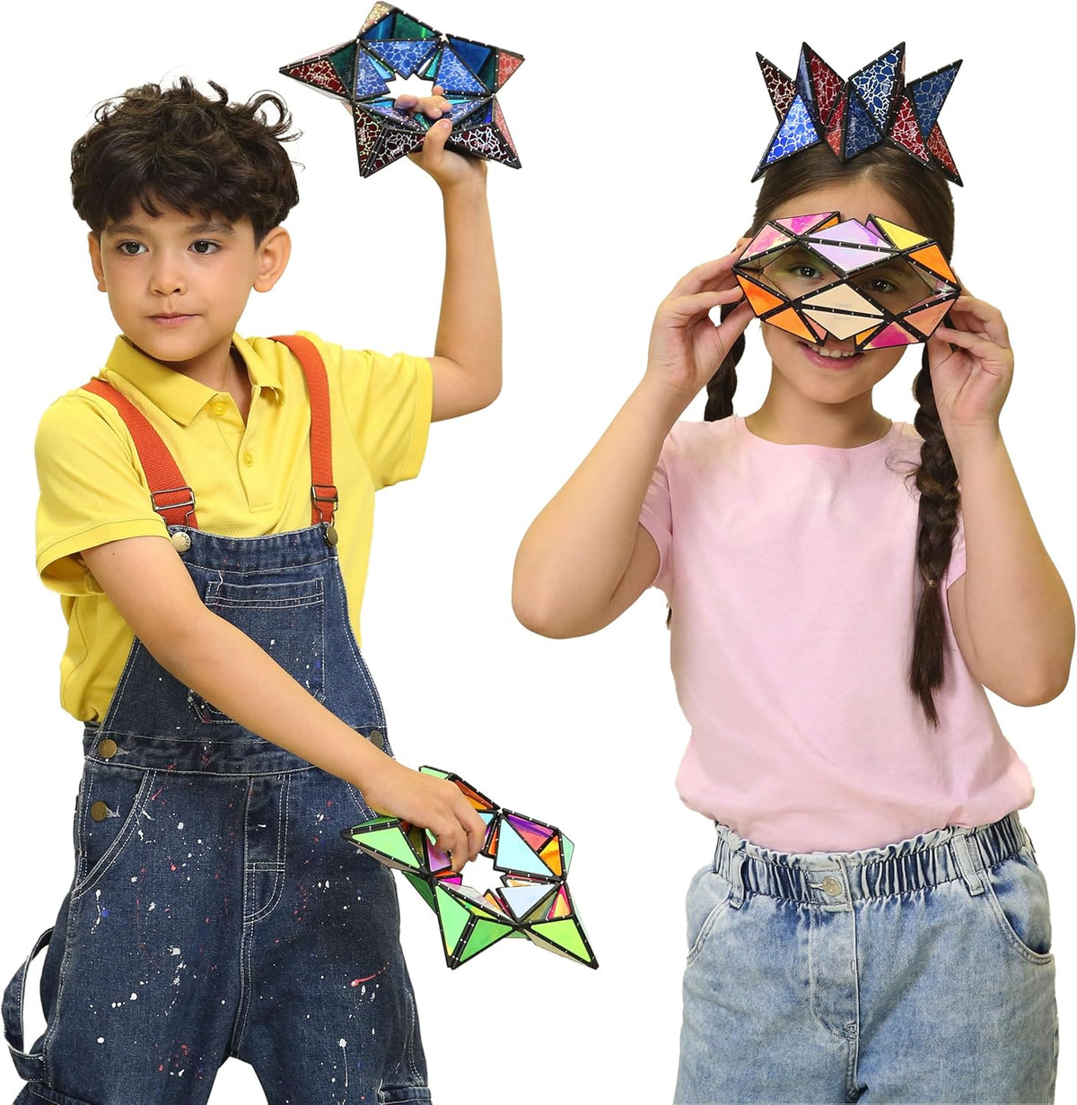 TOSY Magnet Pyramid Stone - 1 Cube Transforms into 1 Billion Shapes, 14 pcs (12 Puzzle pcs and 2