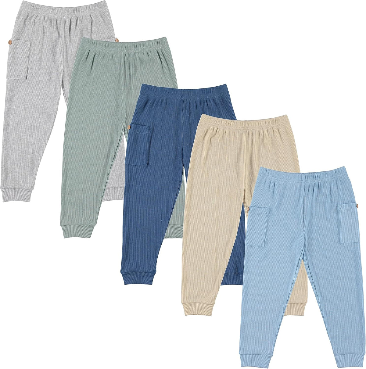 Cudlie 5-Pack Baby/Toddler Boys Jogger Pants - Lightweight Tapered Sweatpants - Lounge Jogger for