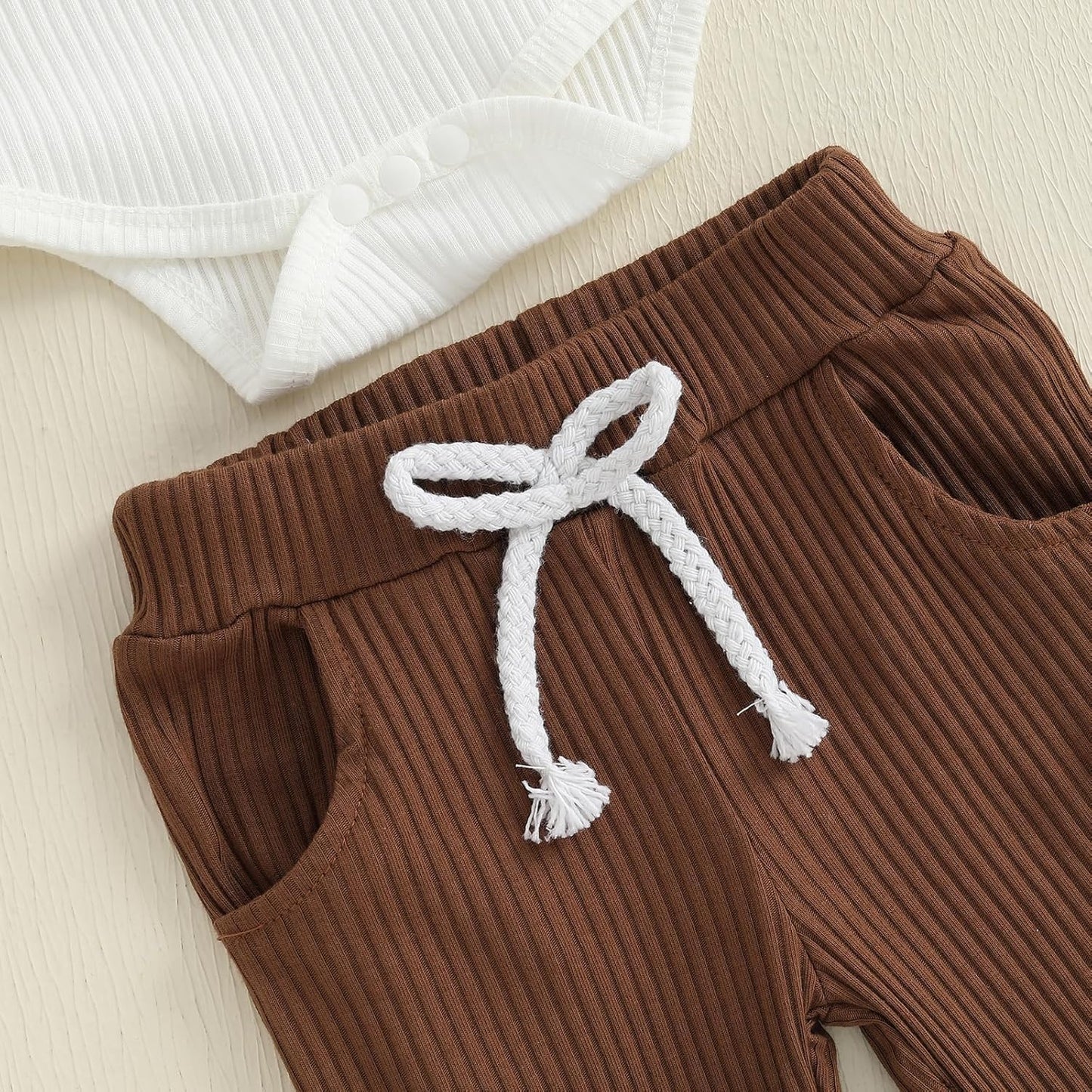 fhutpw Baby Boy Clothes 3 6 12 18 Months Ribbed Knitted Long Sleeve Romper and Pants Sets Newborn
