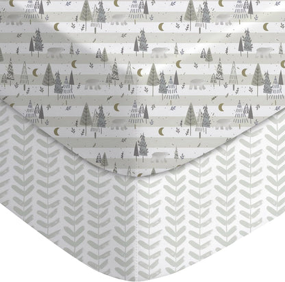 Yoofoss Baby Pack and Play Sheets 2 Pack for Boys and Girls - 38x26 Mini Crib Sheets Fitted Neutral