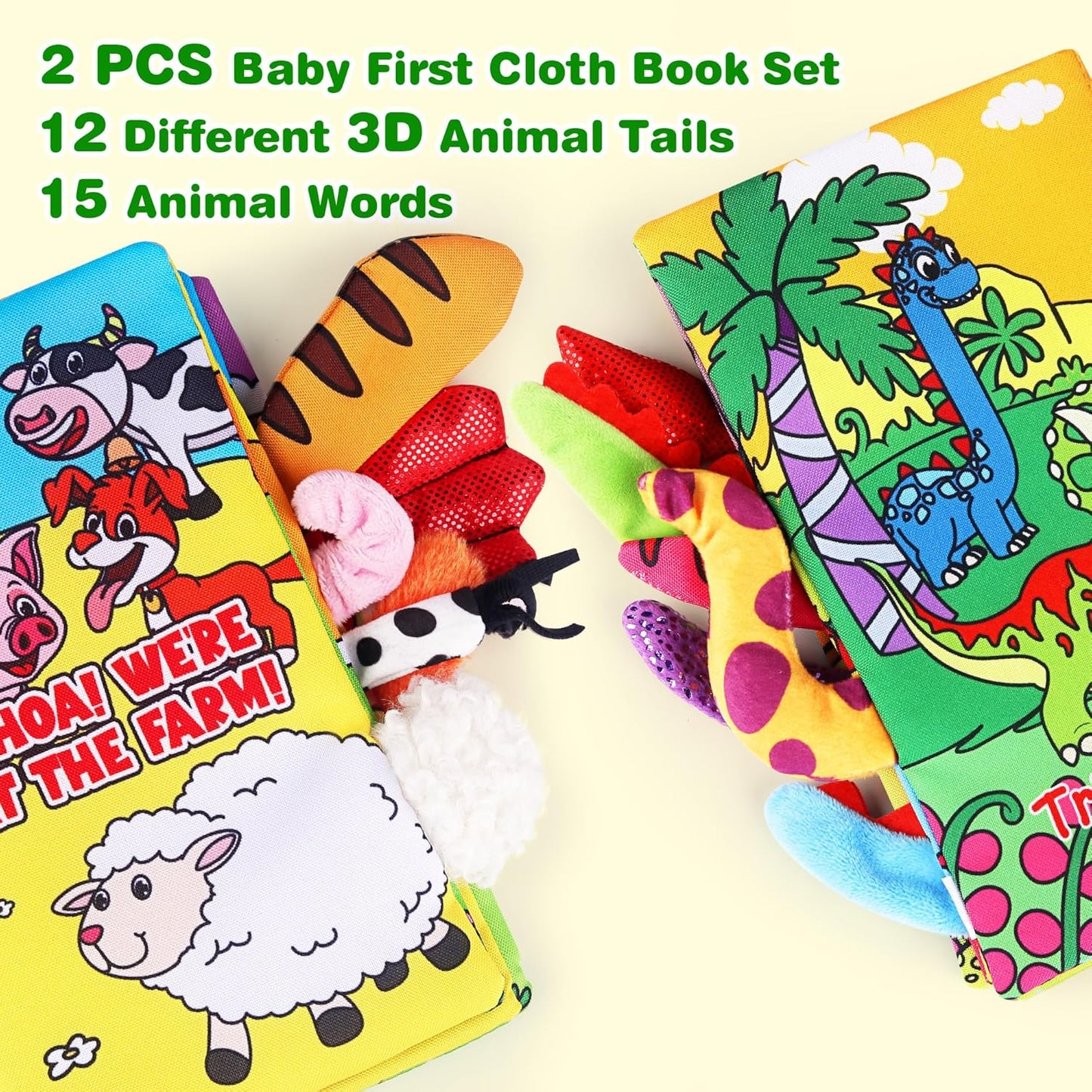 Vanmor 2 Pack Baby Cloth Books, High Contrast Sensory Crinkle Toys for 0-6 Months Infants, Soft