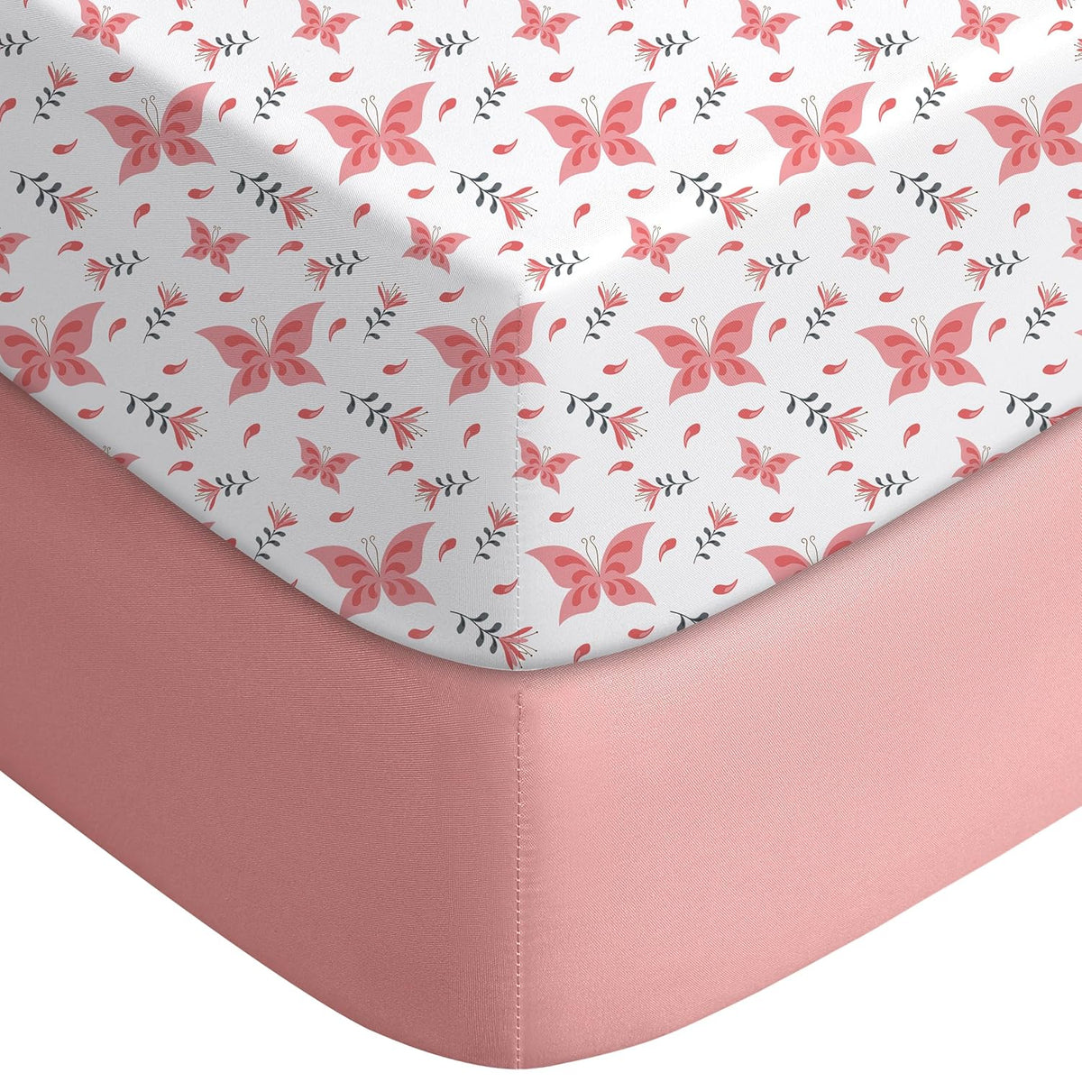 Yoofoss Baby Crib Sheets for Boys Girls, Fitted Crib Sheet 2 Pack for Standard Crib and Toddler