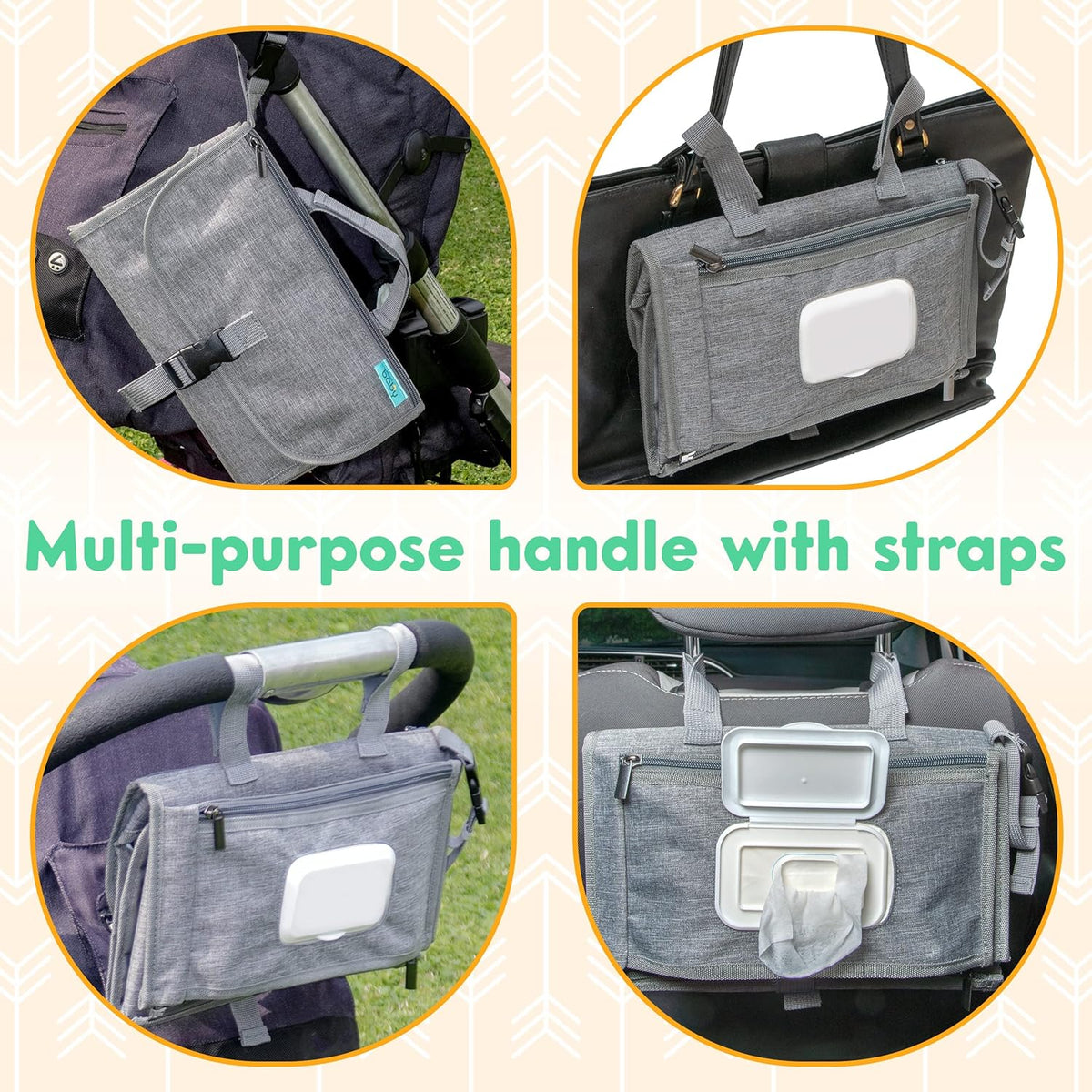 Kopi Baby Portable Diaper Changing Pad - Baby Diaper Changer Travel Bag with Wipes Pocket, Smart