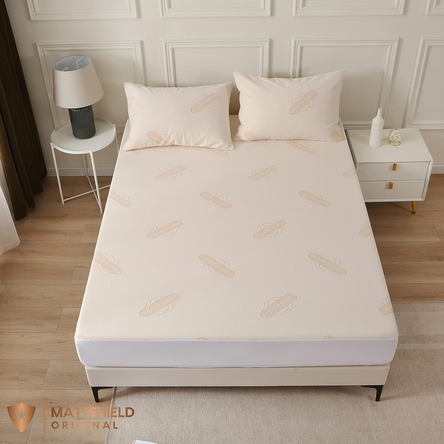 Waterproof Organic Mattress Protector Twin XL - Organic Cotton Breathable Mattress Pad Cover - 200