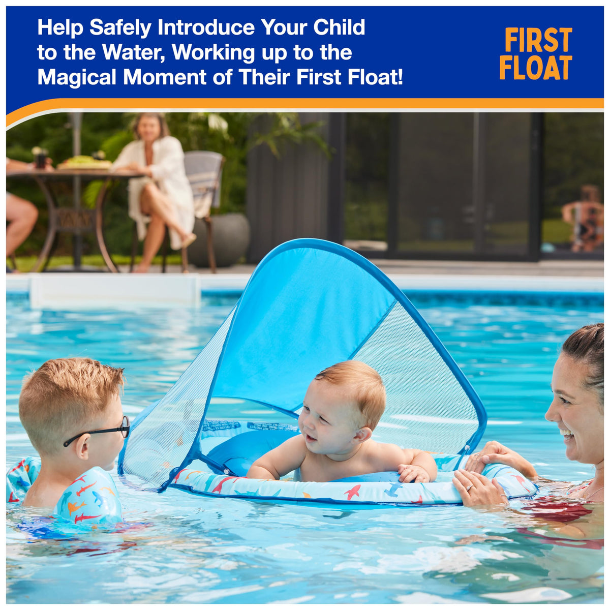 SwimWays Baby Spring Float Pool Float with Canopy for Kids 9-24 Months