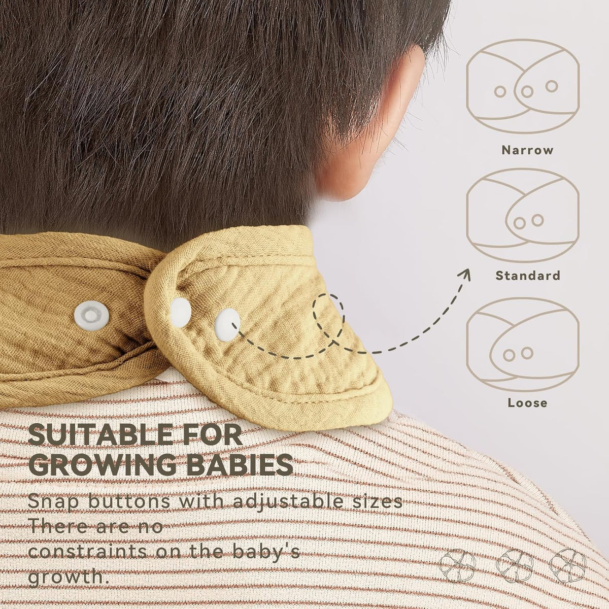 Muslin Baby Bibs for Unisex Boys Girls, Cotton Drool Bibs, Adjustable Newborn Bibs for Drooling and