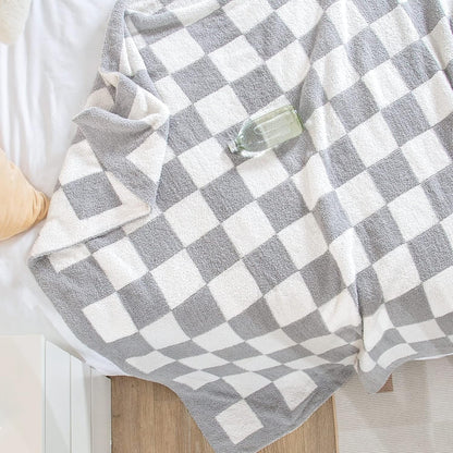 SeaRoomy Checkered Throw Blanket, Ultra Soft Reversible Checkerboard Knitted Blanket, Warm Cozy