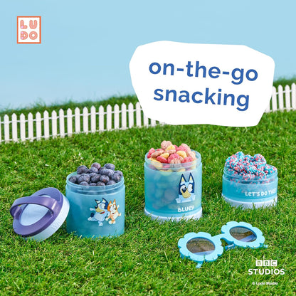 Whiskware Bluey Stackable Snack Containers for Babies, Toddlers, and Kids, 3 Stackable Snack Cups