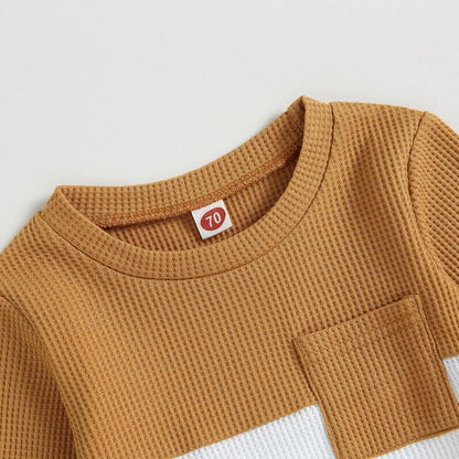 Kupretty Toddler Baby Boy Fall Winter Clothes Color Block Long Sleeve Sweatshirt Pullover Tops +