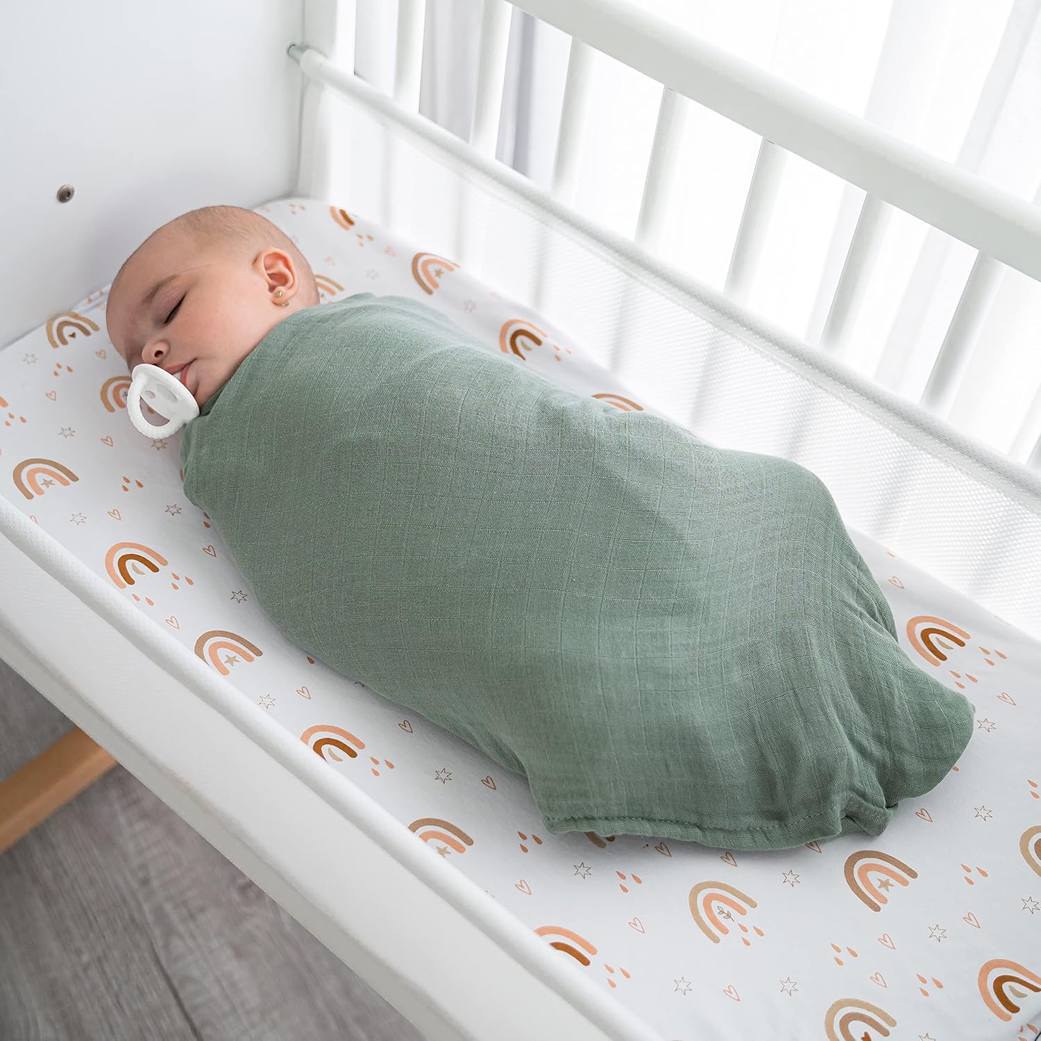 Comfy Cubs Muslin Swaddle Blankets Pack of 4, 47 x 47 Inches, Soft Cotton Baby Blanket Set, Large