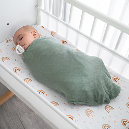 Comfy Cubs Muslin Swaddle Blankets Pack of 4, 47 x 47 Inches, Soft Cotton Baby Blanket Set, Large