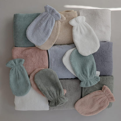 mushie Baby Bath Mitt | Organic Cotton | Pack of 2 (Fall Yellow)