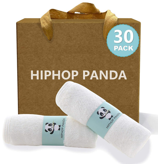 HIPHOP PANDA Baby Washcloths, Rayon Made from Bamboo - 2 Layer Ultra Soft Absorbent Newborn Bath