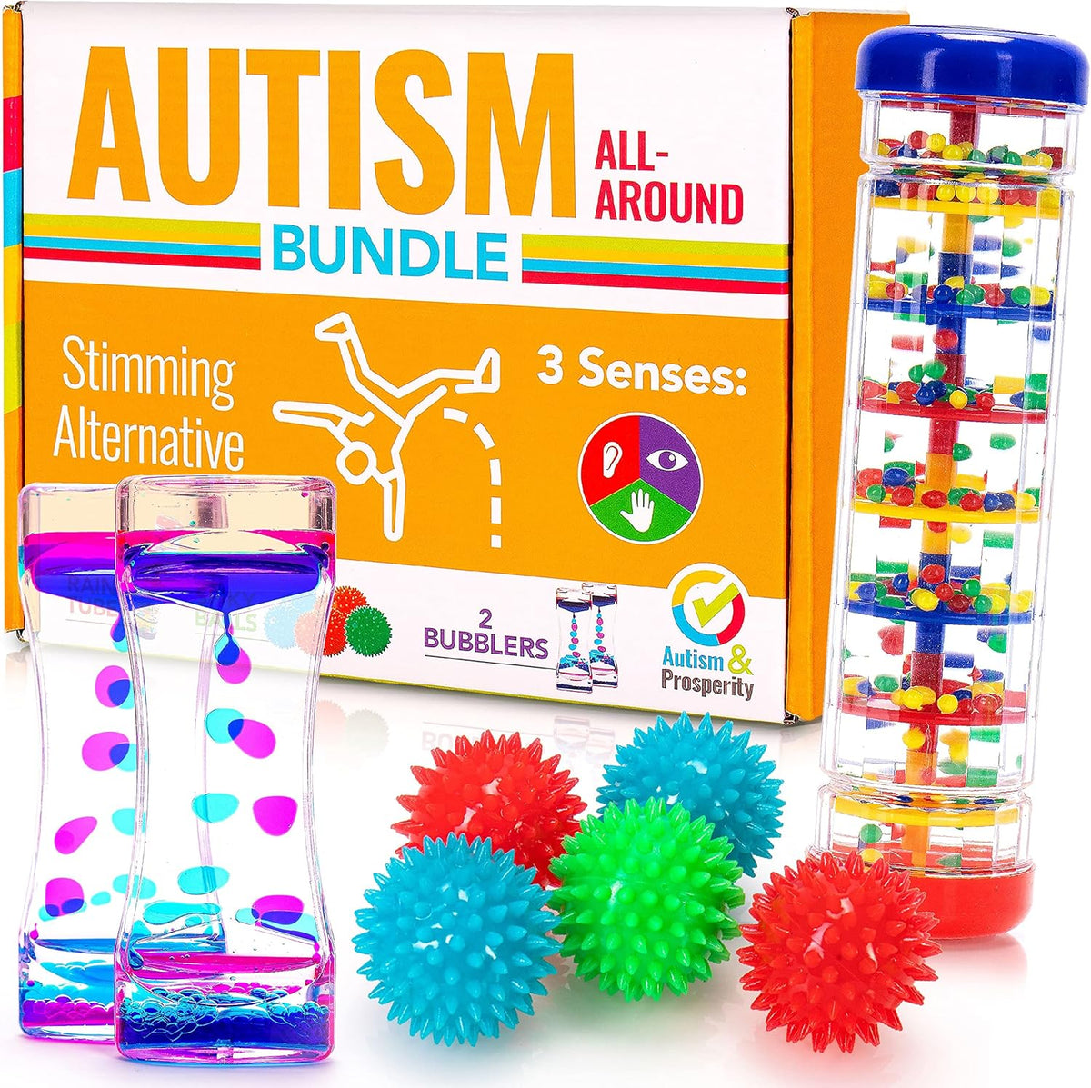 Autism & Prosperity Autism Sensory Products Bundle - Sensory Toys for Kids with Autism, Rainmaker