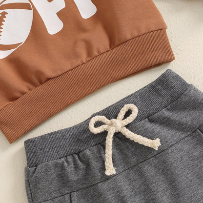 Baby Boy Clothes Fall 6 12 18 24 Months Football Long Sleeve Pullover Tops & Pant Sets Toddler