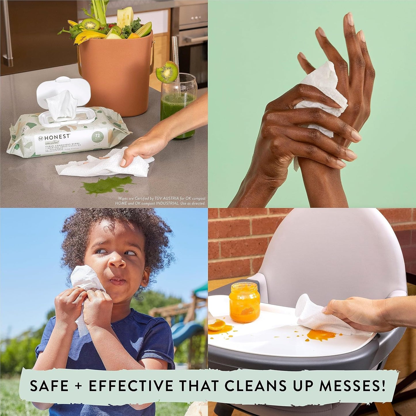The Honest Company Clean Conscious Multi-Use Wipes | Hypoallergenic + Unscented for Sensitive Skin
