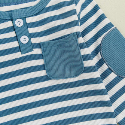 fhutpw Baby Boy Clothes 3 6 12 18 Months Ribbed Knitted Long Sleeve Romper and Pants Sets Newborn