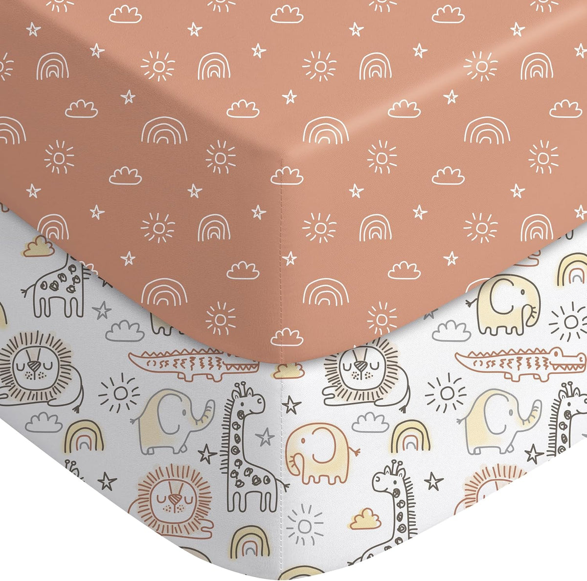Yoofoss Baby Pack and Play Sheets 2 Pack for Boys and Girls - 38x26 Mini Crib Sheets Fitted Neutral