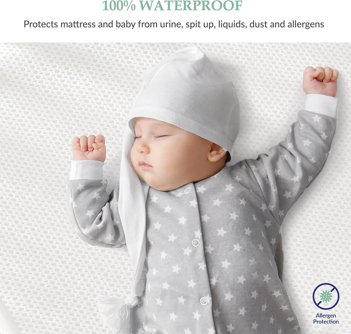 Breathable Crib Waterproof Mattress Protector Pad- Hypoallergenic - Noiseless - Washable- Breath