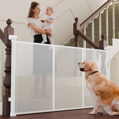 Retractable Baby Gates for Stairs, 55" Wide Baby Gate Dog Gate, 41" Tall Retractable Pet Gate for