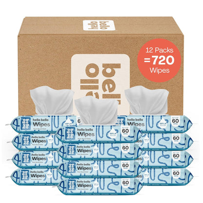 Hello Bello Extra Gentle Unscented Baby Wipes, Plant Based, Made with 99% Water and Aloe for Babies