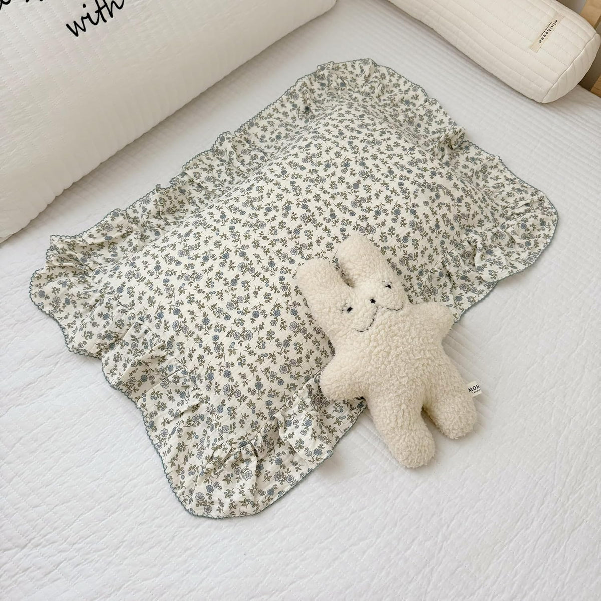 BuLuTu Soft Cotton Kids Pillowcases Standard Size, Blue Floral Toddler Pillowcases for Girls Boys